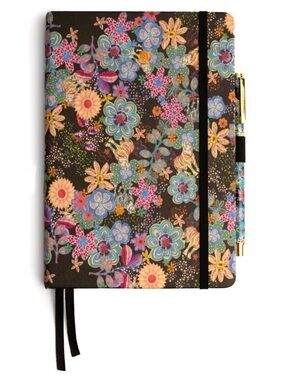 NEW Johnny Was Caetana Journal and Pen Set Silk Blend Blue Floral Tiger Print